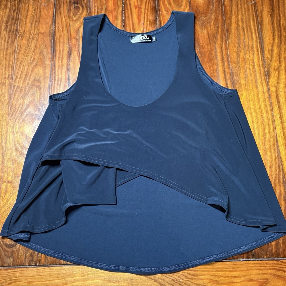 Sympli Black Wrap Style Crop Tank Top Quiet Luxury Sz 6 A663